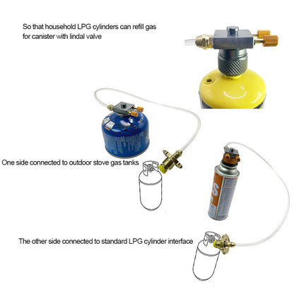 3-in-1 Camping Gas Refill Tool for Flat and Long Canisters